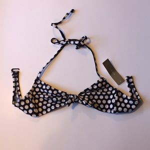 NWT J.Crew Navy & white bathing suit top Size XS